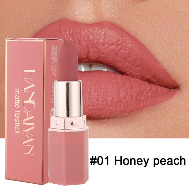 6-Color Matte Lipstick with Delicate Texture for Daily Use