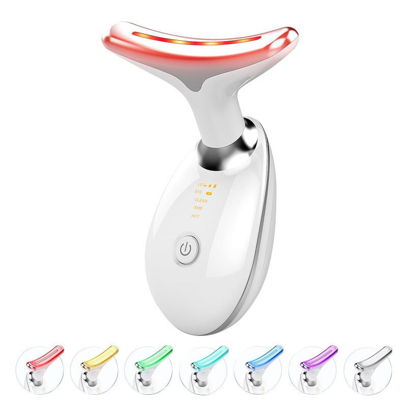 Neck Massager Beauty Device with 7-Color Light Therapy, V-Shaped Face Slimming Tool