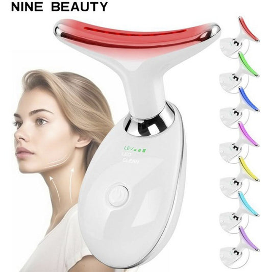 Neck Massager Beauty Device with 7-Color Light Therapy, V-Shaped Face Slimming Tool